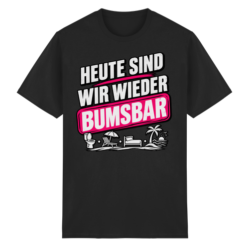 Frontansicht des schwarzen Baumwollshirts mit grafischem Druck und kurzen Ärmeln.