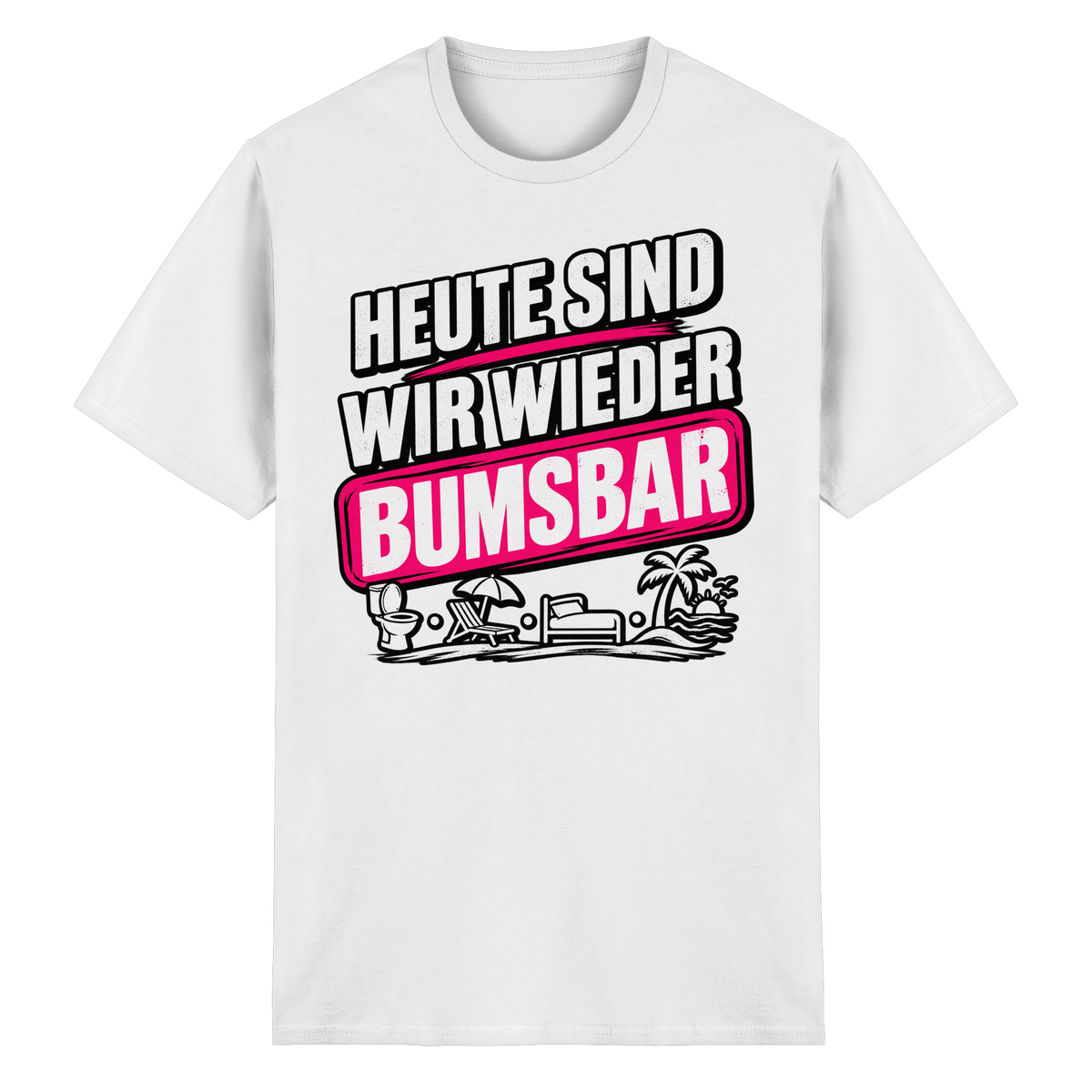 Frontansicht des weißen Baumwollshirts mit grafischem Druck und kurzen Ärmeln.